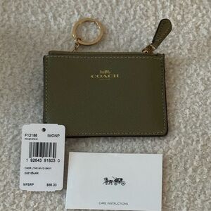 Coach Green Keychain Card Holder NWT